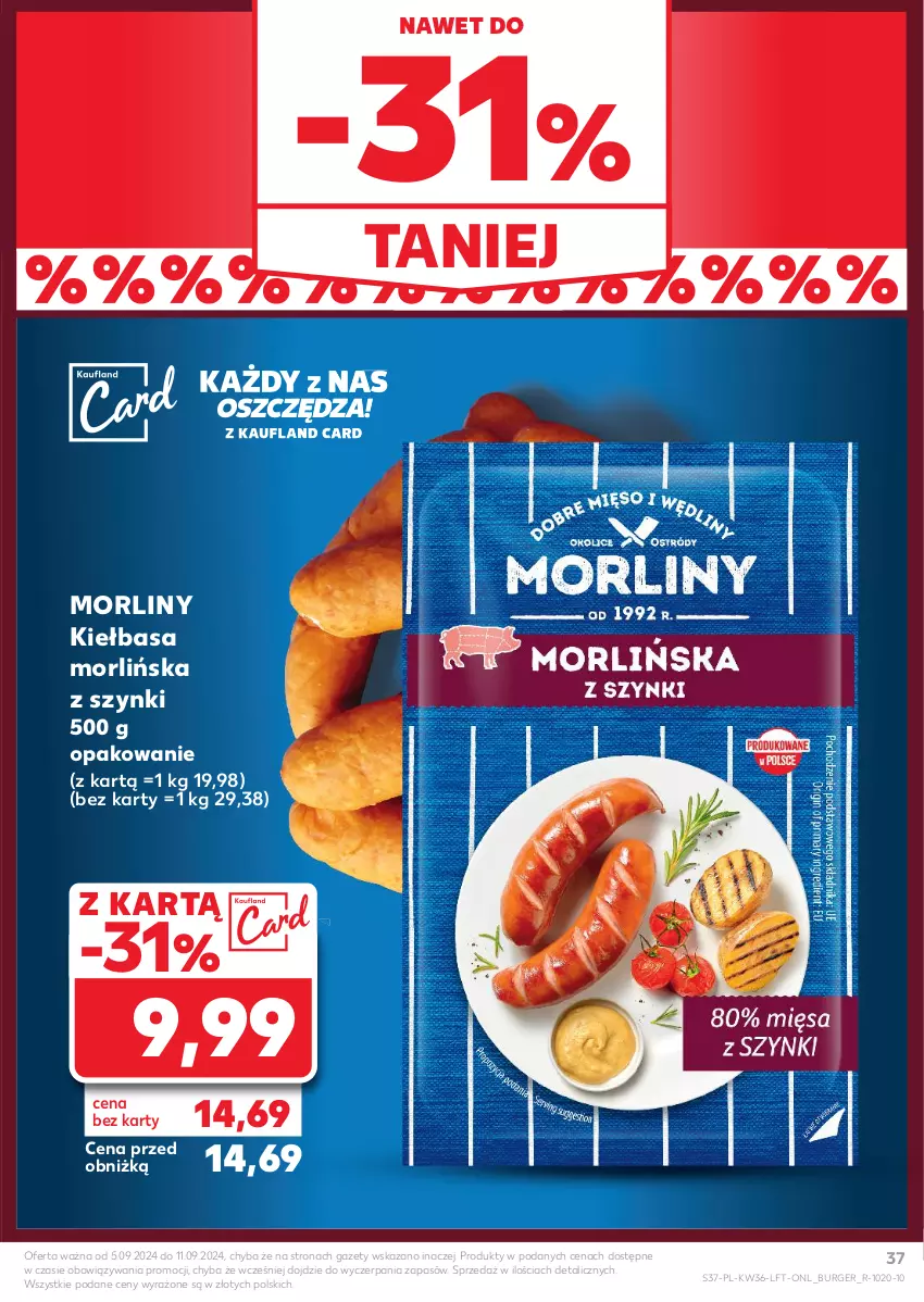 Gazetka promocyjna Kaufland - Gazetka tygodnia - ważna 05.09 do 11.09.2024 - strona 37 - produkty: Burger, Kiełbasa, Morliny