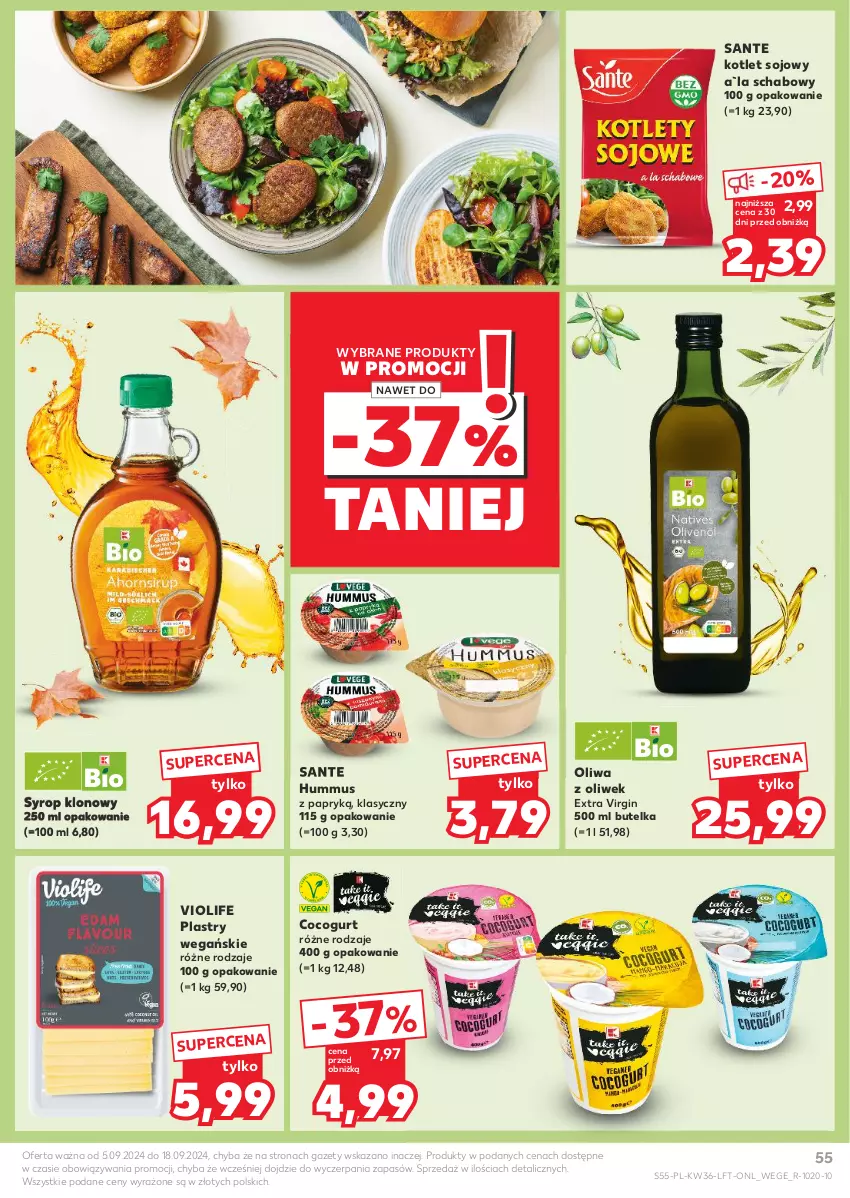 Gazetka promocyjna Kaufland - Gazetka tygodnia - ważna 05.09 do 11.09.2024 - strona 55 - produkty: Gin, Hummus, Kotlet, Mus, Oliwa z oliwek, Sante, Syrop