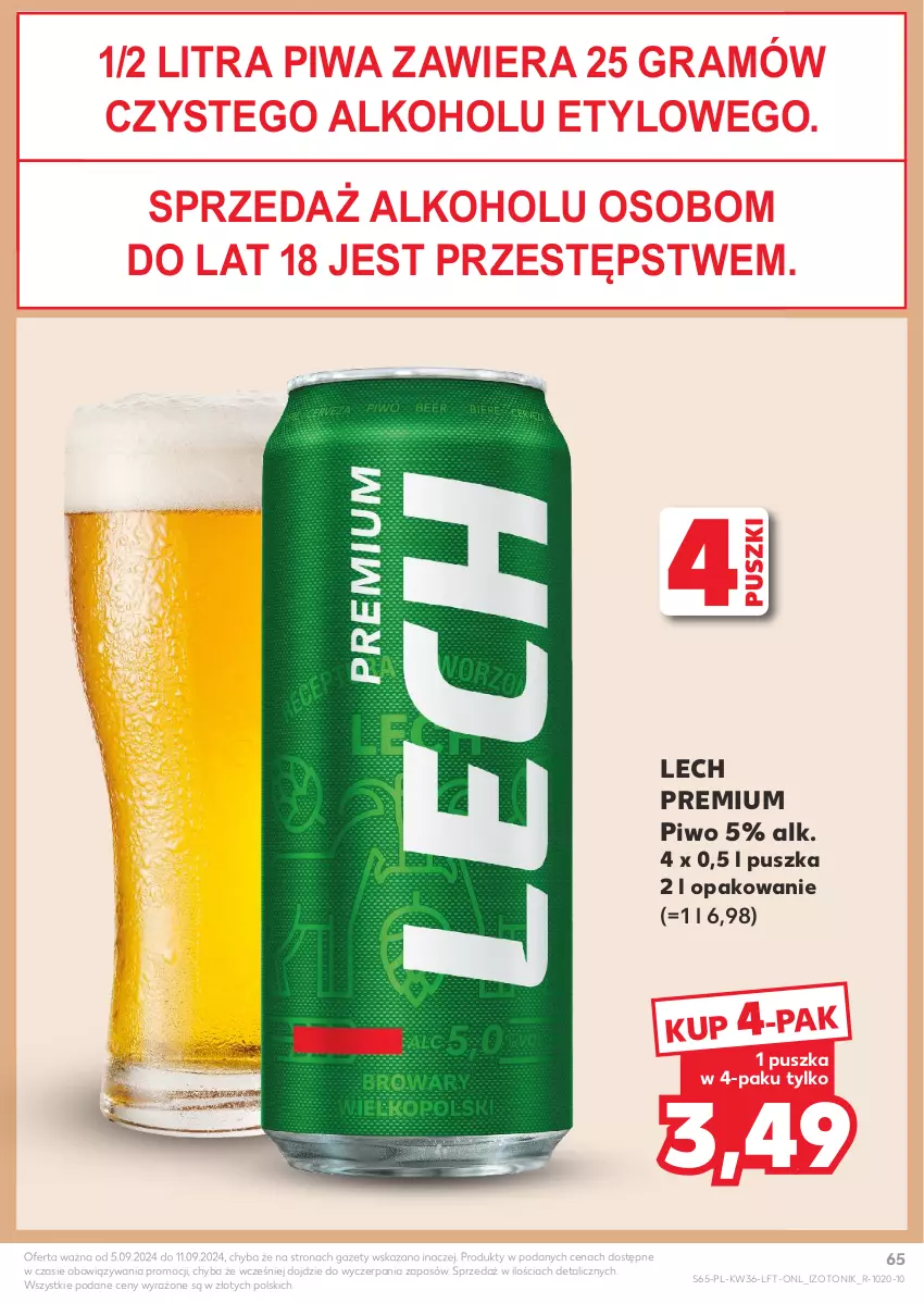 Gazetka promocyjna Kaufland - Gazetka tygodnia - ważna 05.09 do 11.09.2024 - strona 65 - produkty: Gra, Lech Premium, Piwa, Piwo, Tonik