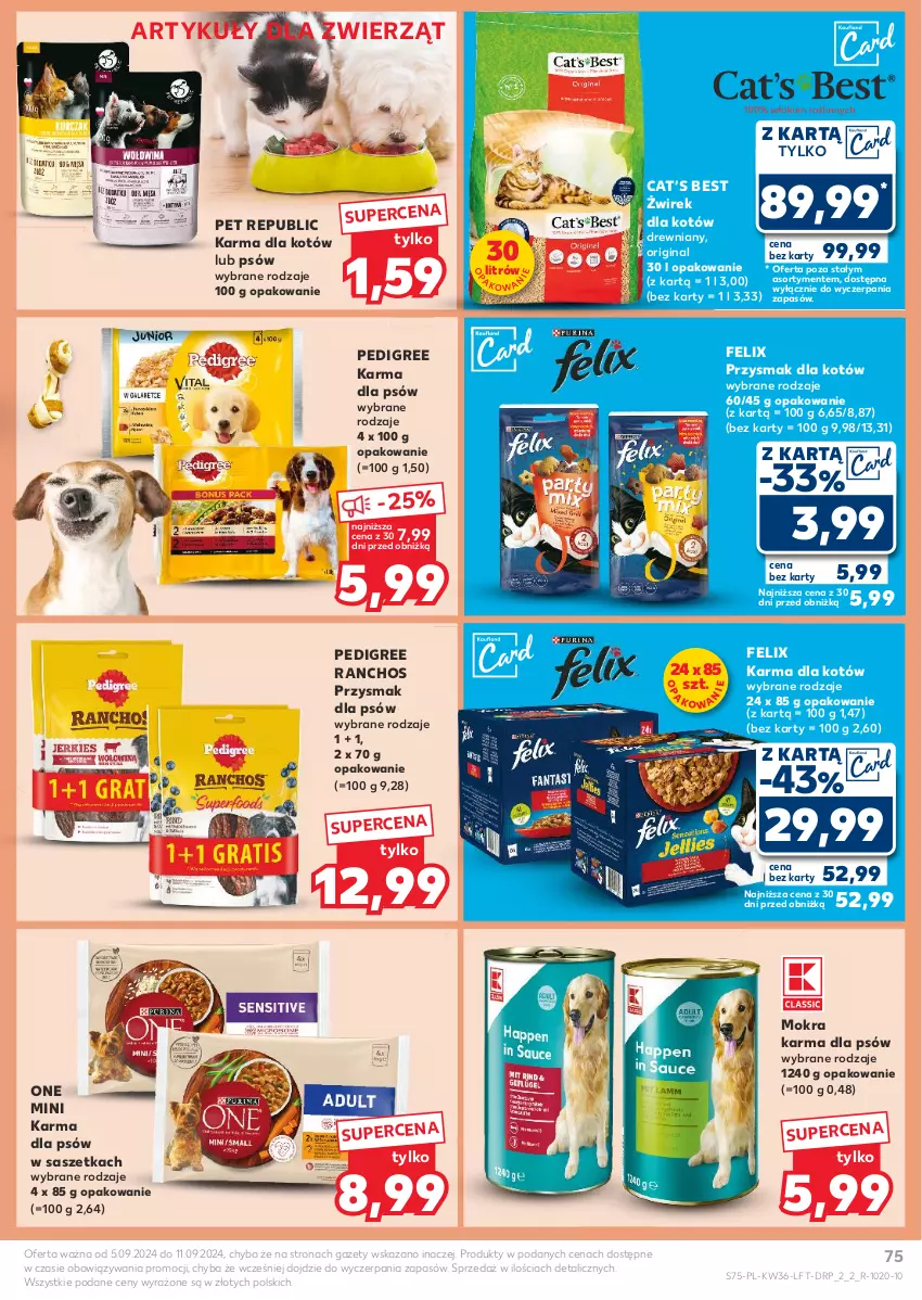 Gazetka promocyjna Kaufland - Gazetka tygodnia - ważna 05.09 do 11.09.2024 - strona 75 - produkty: Felix, Gin, Mokra karma, Pedigree