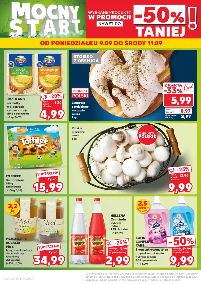 Gazetka promocyjna Kaufland - Gazetka tygodnia - ważna 05.09 do 11.09.2024 - strona 80 - produkty: Bomboniera, Grunt, Hellena, Hochland, Kurczak, Miód, Miód leśny, Oranżada, Piec, Płyn do płukania, Ser, Toffifee