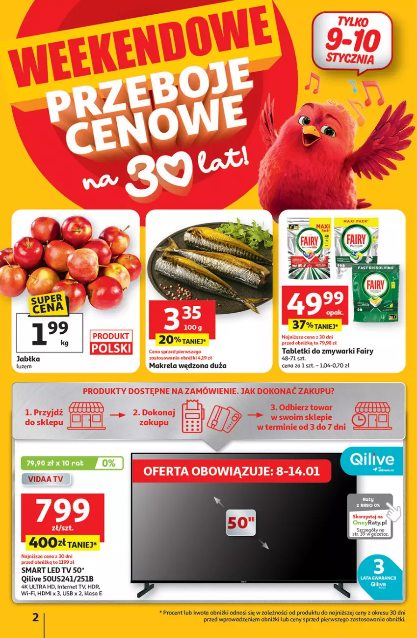 Gazetka promocyjna Auchan - Gazetka 30 Lat Hipermarket Auchan - ważna 08.01 do 14.01.2026 - strona 2 - produkty: Fa, Fairy, Jabłka, LED TV, Tablet, Tabletki do zmywarki, Zmywarki