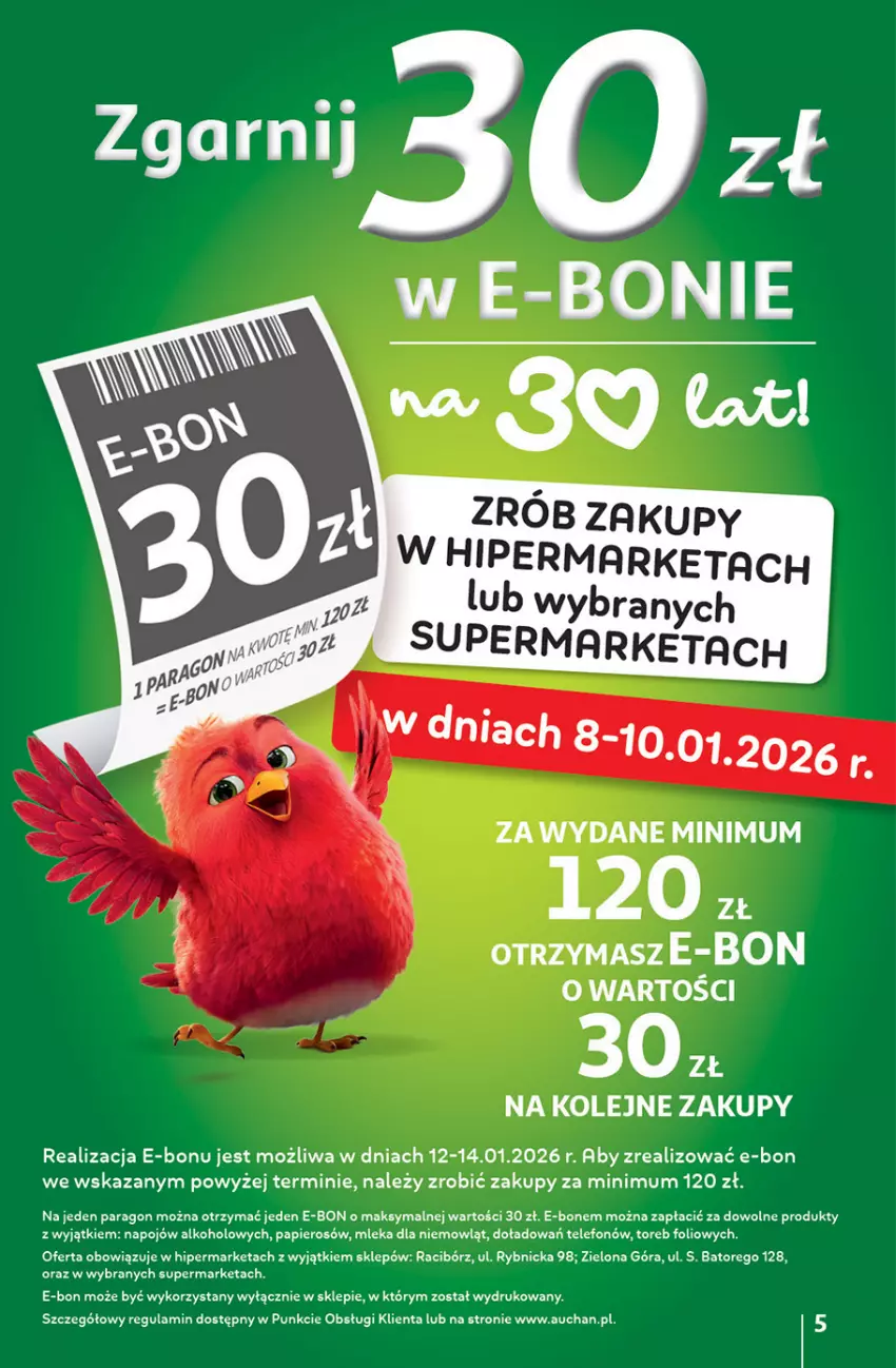 Gazetka promocyjna Auchan - Gazetka 30 Lat Hipermarket Auchan - ważna 08.01 do 14.01.2026 - strona 5 - produkty: Olej, Papier, Telefon