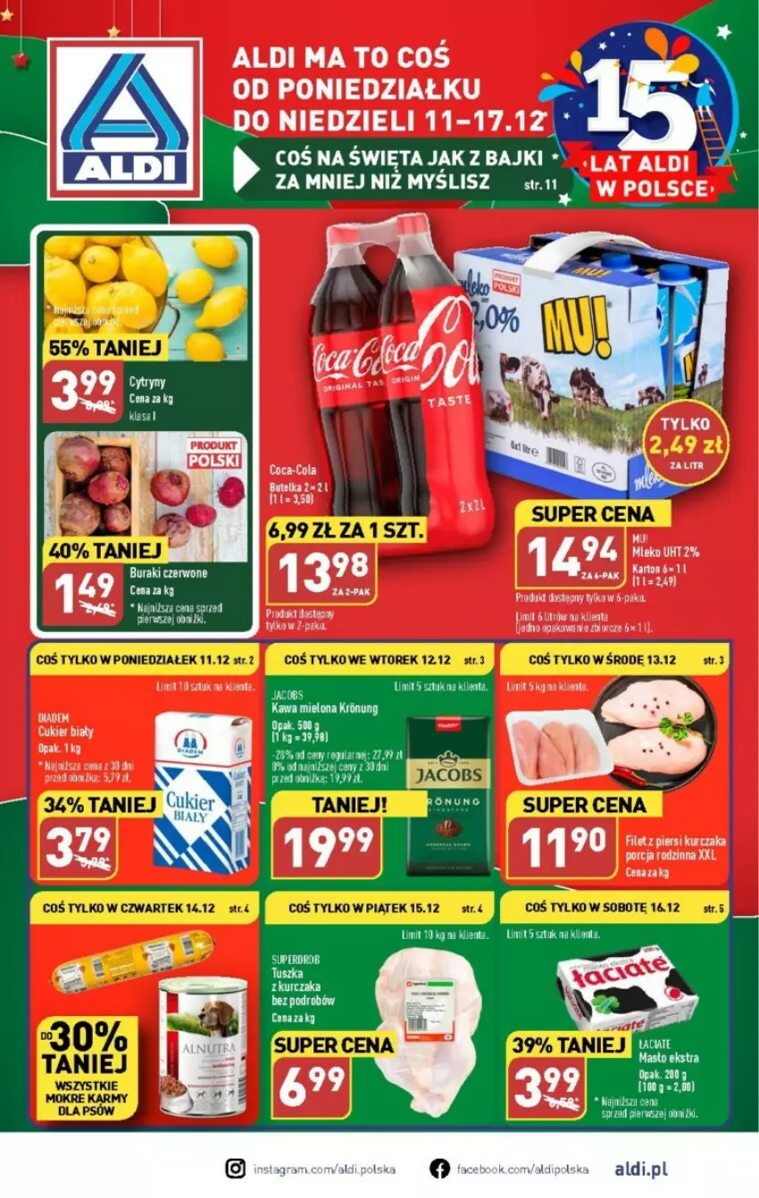 Gazetka promocyjna Aldi - ważna 11.12 do 17.12.2023 - strona 1 - produkty: Fa, Filet z piersi kurczaka, Jacobs, Kurczak, Masło, Por, Tusz