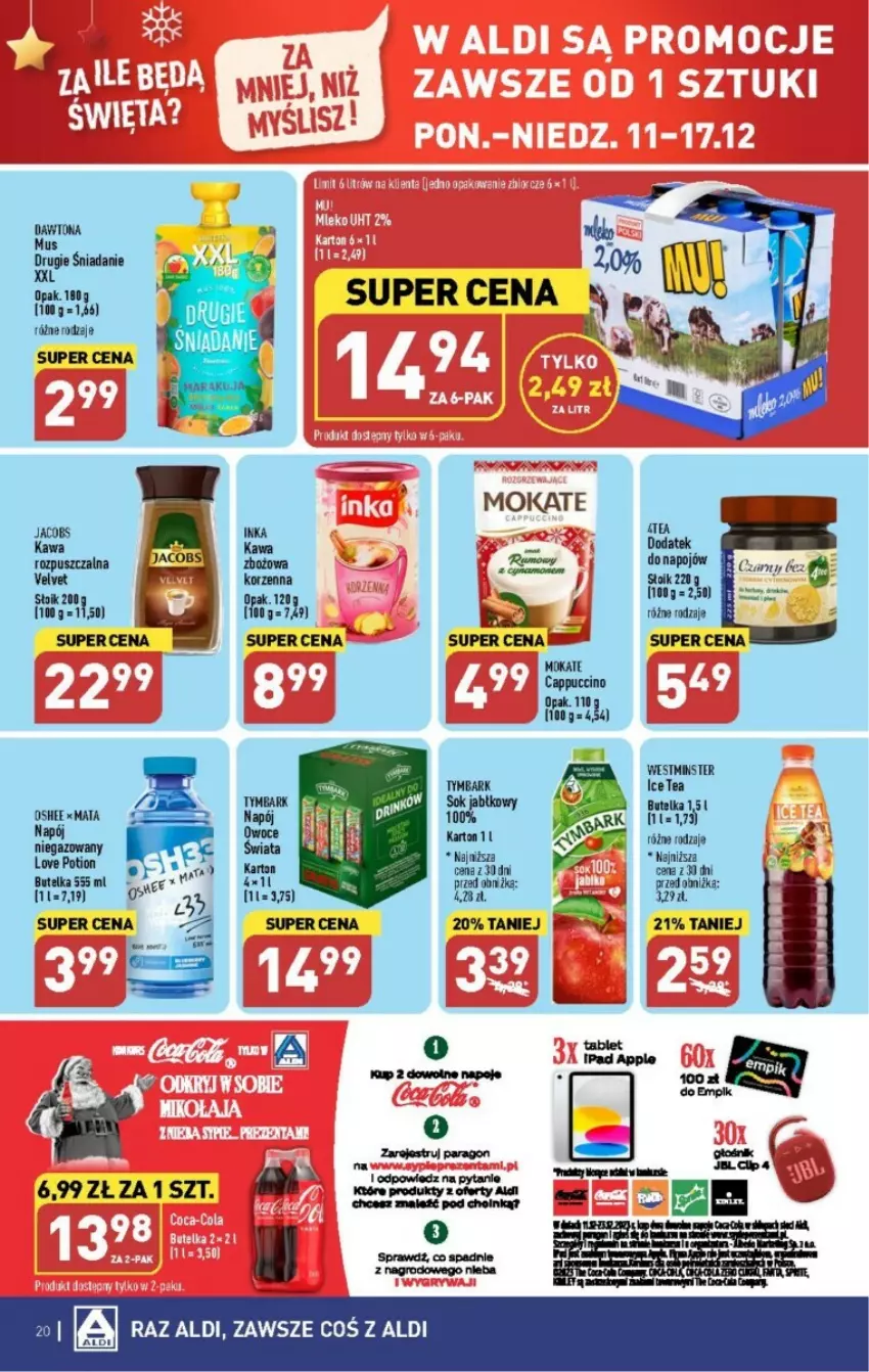 Gazetka promocyjna Aldi - ważna 11.12 do 17.12.2023 - strona 13 - produkty: Cappuccino, Głośnik, Ice tea, Jacobs, Kawa, Napój, Napoje, Tablet, Velvet