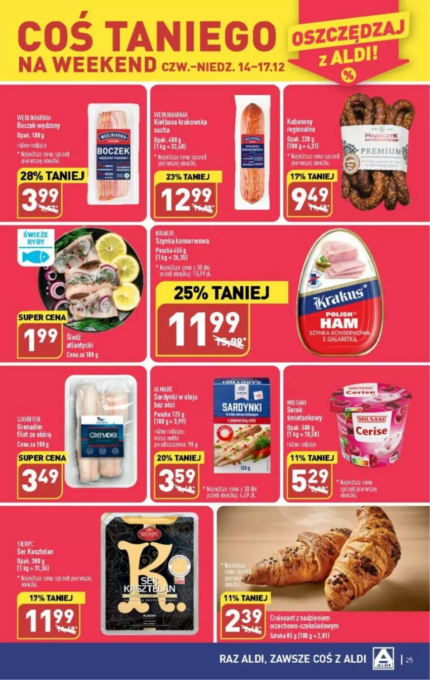 Gazetka promocyjna Aldi - ważna 11.12 do 17.12.2023 - strona 18 - produkty: Grenadier, Kabanos, Kasztelan, Lody, Mysz, Olej, Sardynki, Ser, Ser Kasztelan, Szynka, Szynka konserwowa