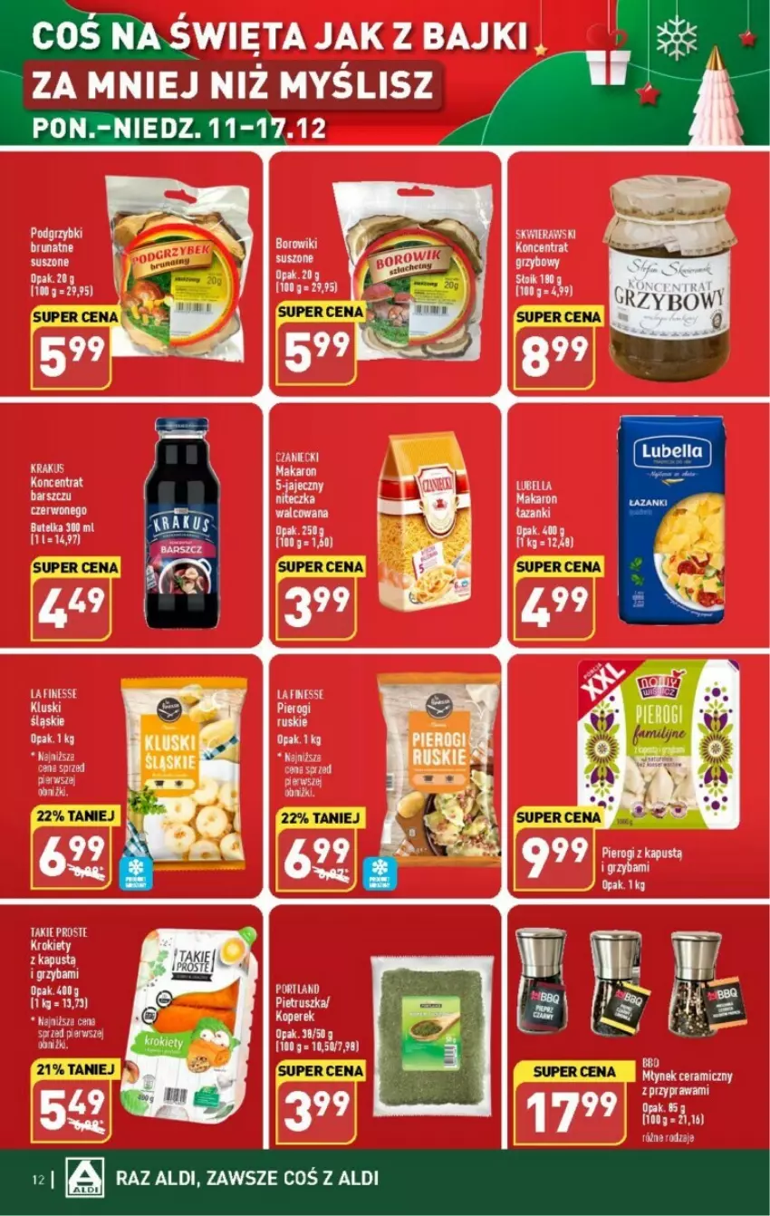 Gazetka promocyjna Aldi - ważna 11.12 do 17.12.2023 - strona 4 - produkty: Fa, Kapustą, LG, Makaron, Pierogi, Pietruszka, Podgrzybki, Por