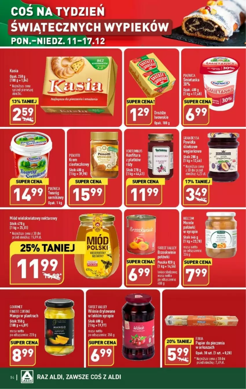 Gazetka promocyjna Aldi - ważna 11.12 do 17.12.2023 - strona 6 - produkty: Brzoskwinie, Gra, Kasia, Konfitura, Mango, Miód, Nektar, Papier, Papier do pieczenia, Piątnica, Piec, Ser, Syrop