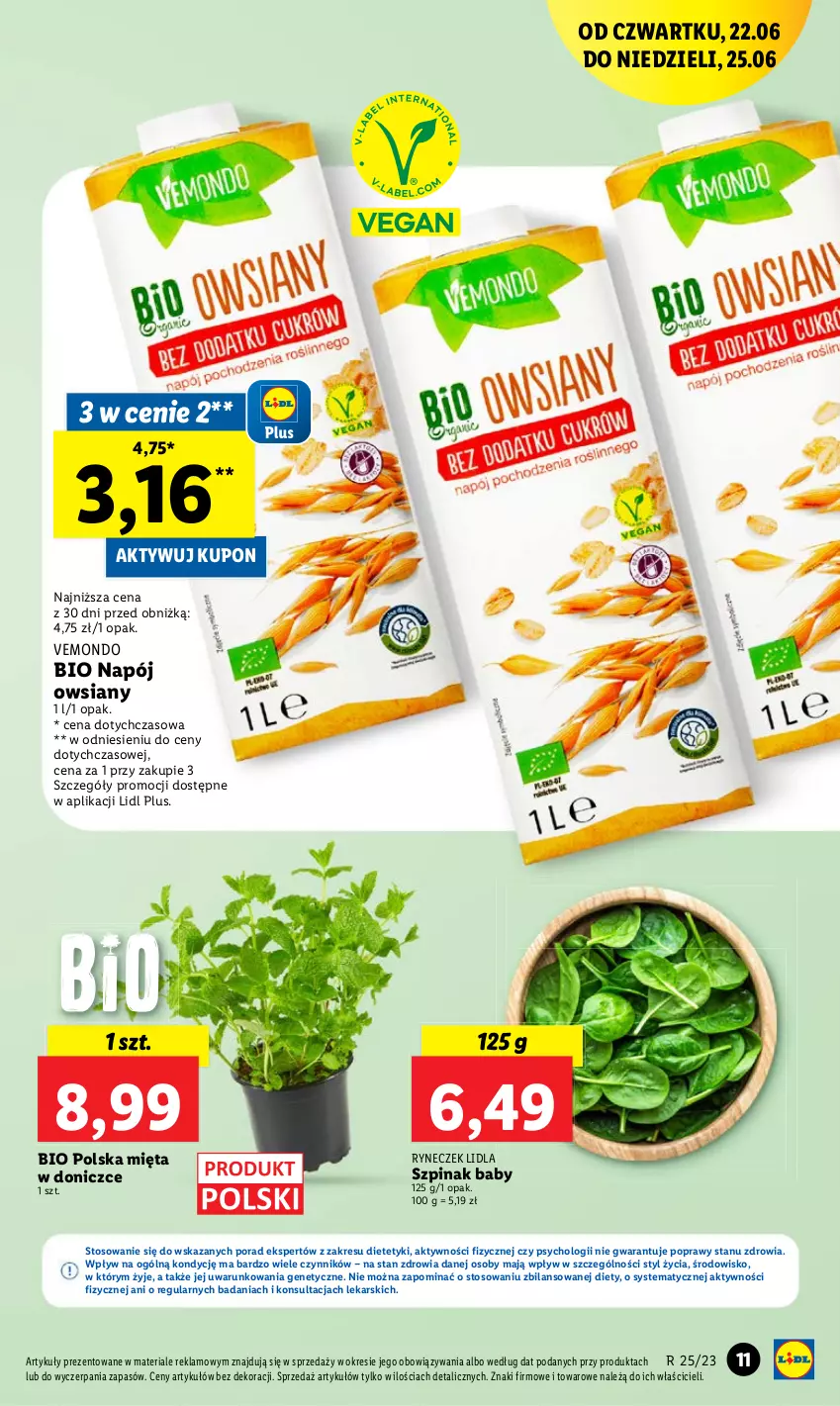 Gazetka promocyjna Lidl - GAZETKA - ważna 22.06 do 25.06.2023 - strona 15 - produkty: Mięta, Napój, Por, Szpinak