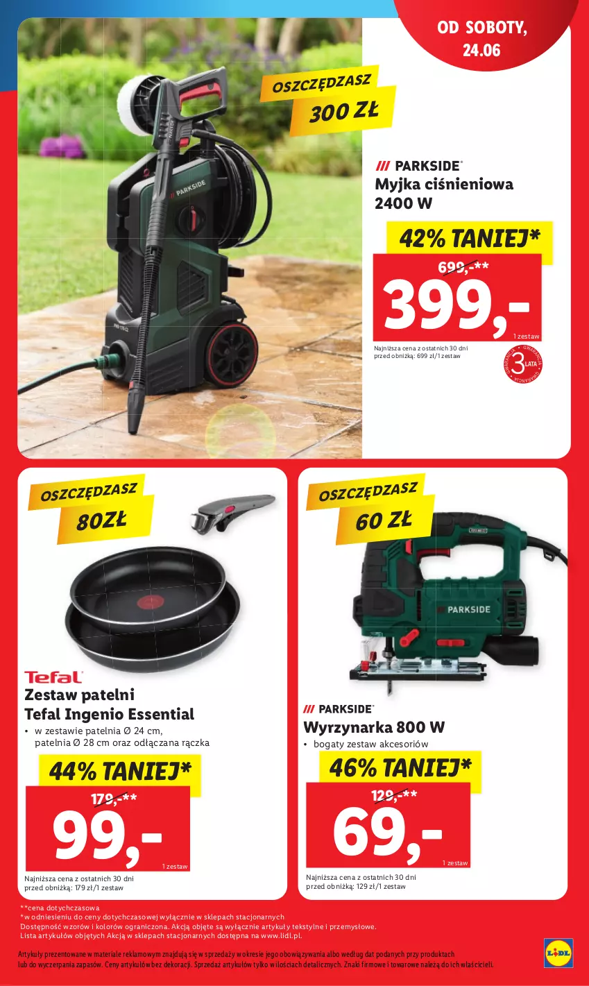 Gazetka promocyjna Lidl - GAZETKA - ważna 22.06 do 25.06.2023 - strona 43 - produkty: Fa, Gra, Myjka ciśnieniowa, Patelnia, Tefal, Wyrzynarka