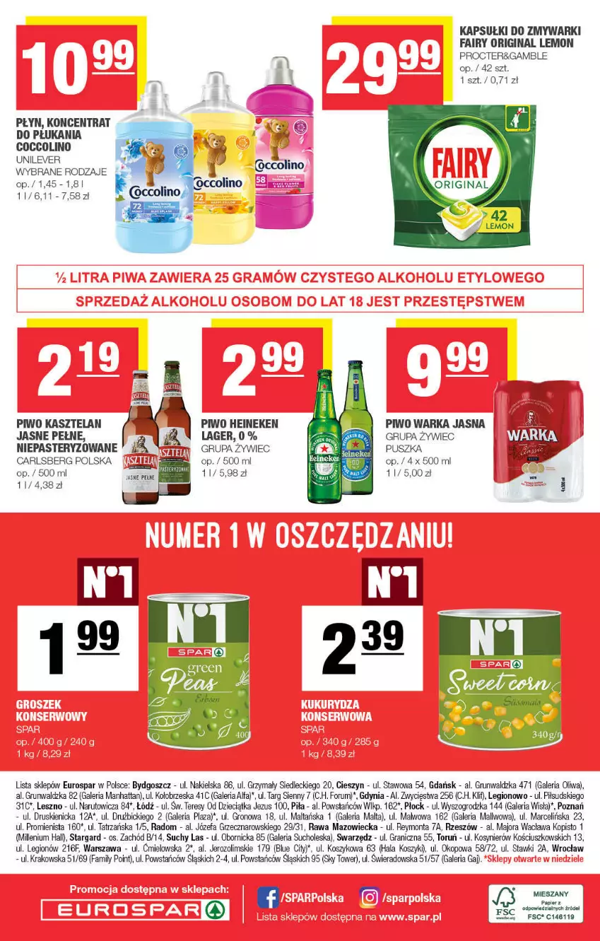 Gazetka promocyjna Spar - EuroSpar - ważna 02.01 do 12.01.2022 - strona 12 - produkty: BIC, Carlsberg, Dzieci, Fa, Fairy, Gin, Gra, Heineken, Kasztelan, Kosz, Papier, Piwo, Rum, Warka, Zmywarki