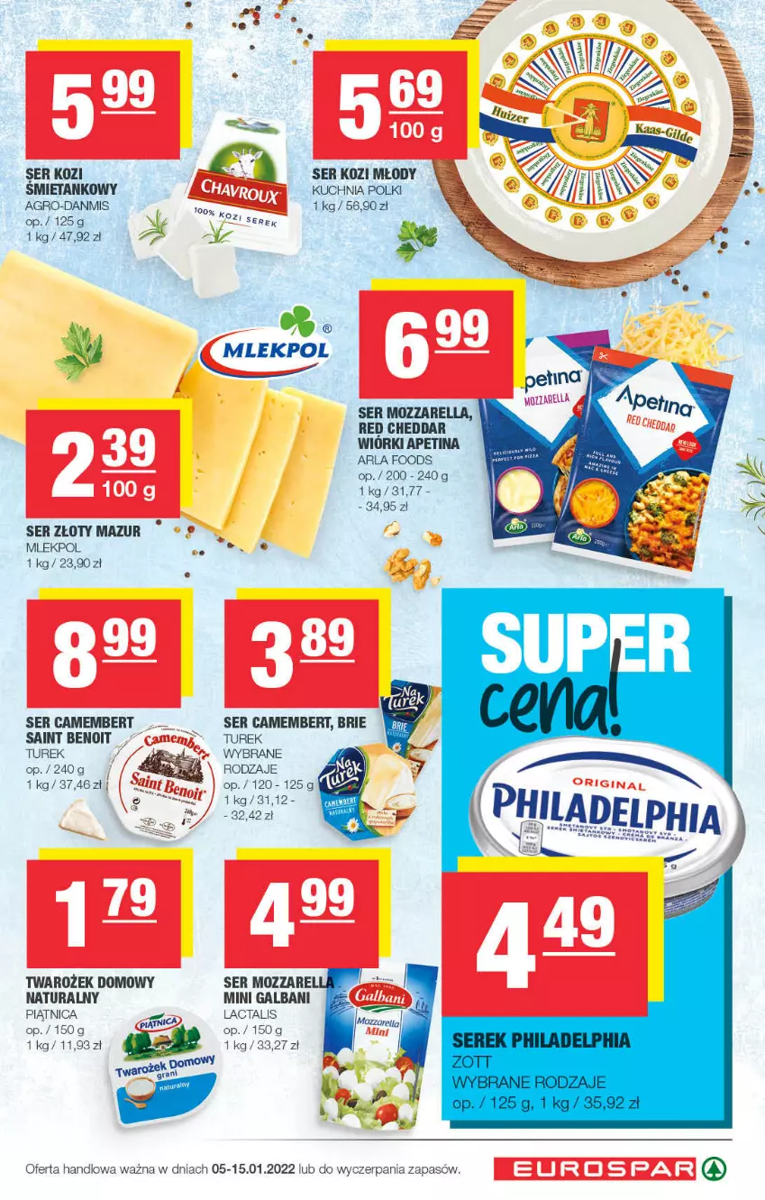 Gazetka promocyjna Spar - EuroSpar - ważna 02.01 do 12.01.2022 - strona 3 - produkty: Brie, Camembert, Cheddar, Galbani, Kuchnia, Mozzarella, Piątnica, Ser, Ser kozi, Serek, Złoty Mazur