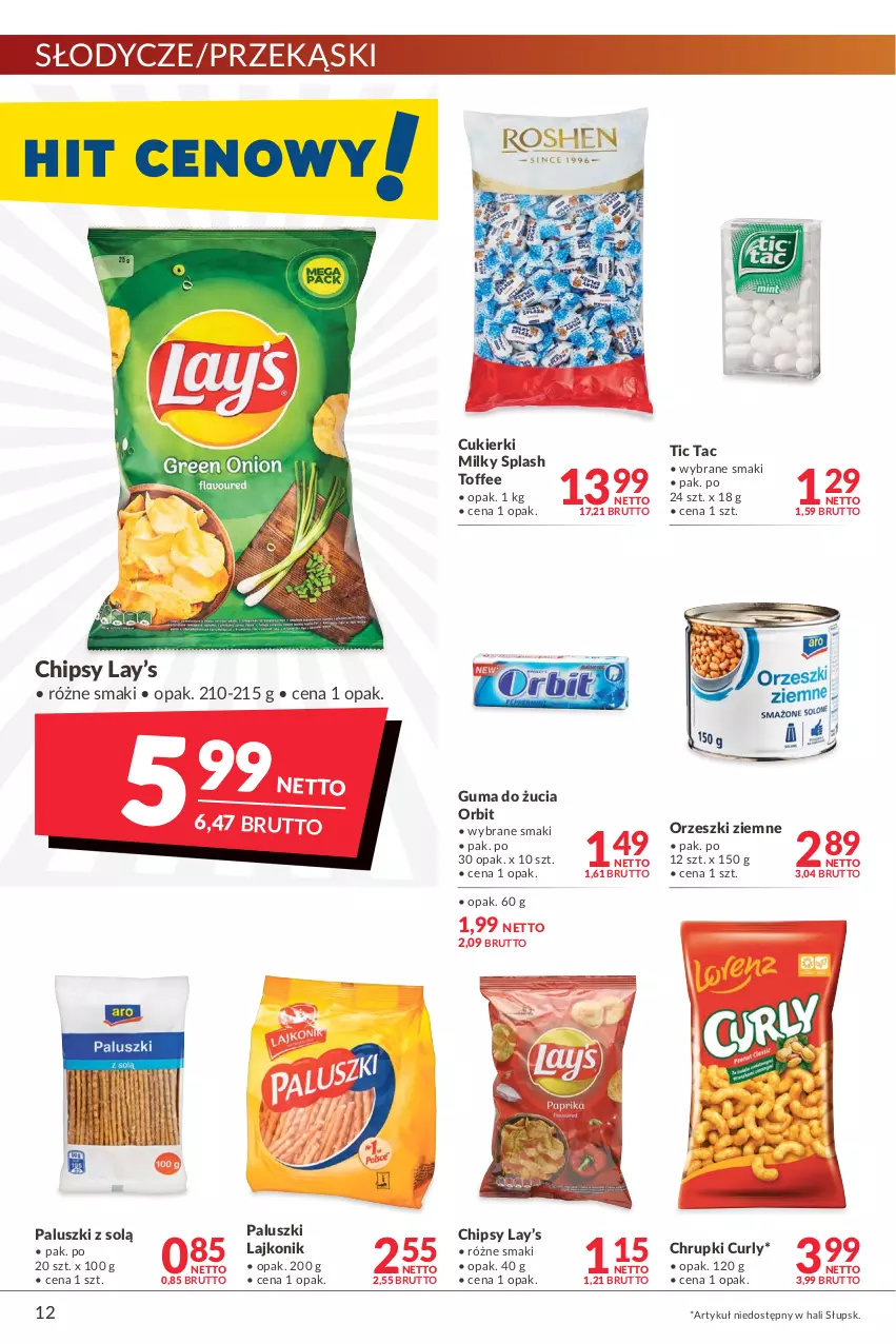 Gazetka promocyjna Makro - [Oferta promocyjna] Artykuły spożywcze i przemysłowe - ważna 08.02 do 21.02.2022 - strona 12 - produkty: Chipsy, Chrupki, Cukier, Cukierki, Guma do żucia, Lajkonik, Lay’s, Orbit, Orzeszki, Orzeszki ziemne