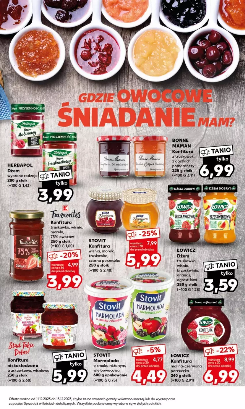 Gazetka promocyjna Kaufland - ważna 11.12 do 13.12.2023 - strona 9 - produkty: Dżem, Fa, Gres, Herbapol, Kiwi, Konfitura, Marmolada, Mola, Morela, Por, Róża