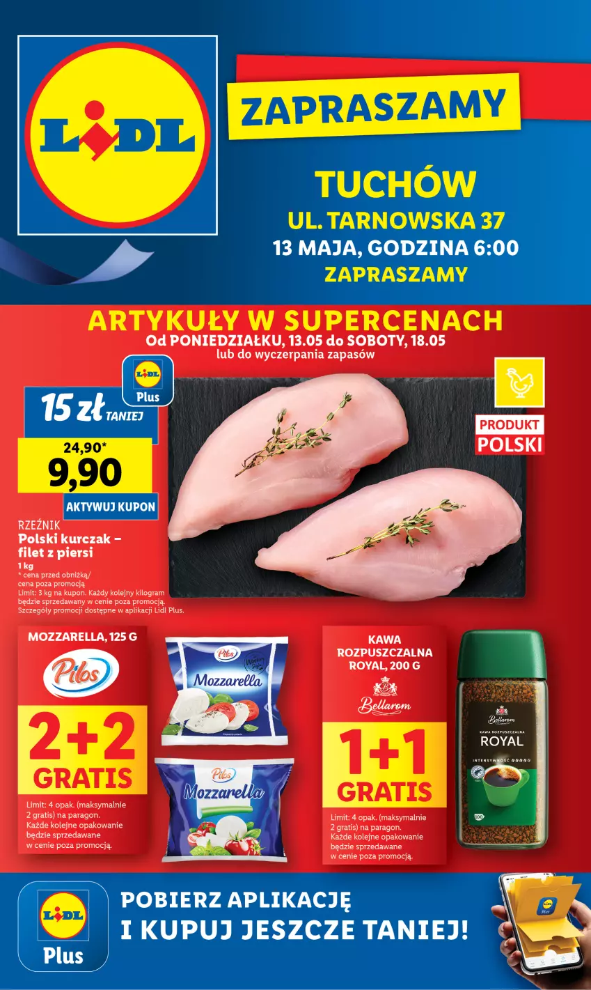 Gazetka promocyjna Lidl - Nowy Lidl w Tuchowie już otwarty - ważna 13.05 do 18.05.2024 - strona 1 - produkty: Gra, Mozzarella, Olej