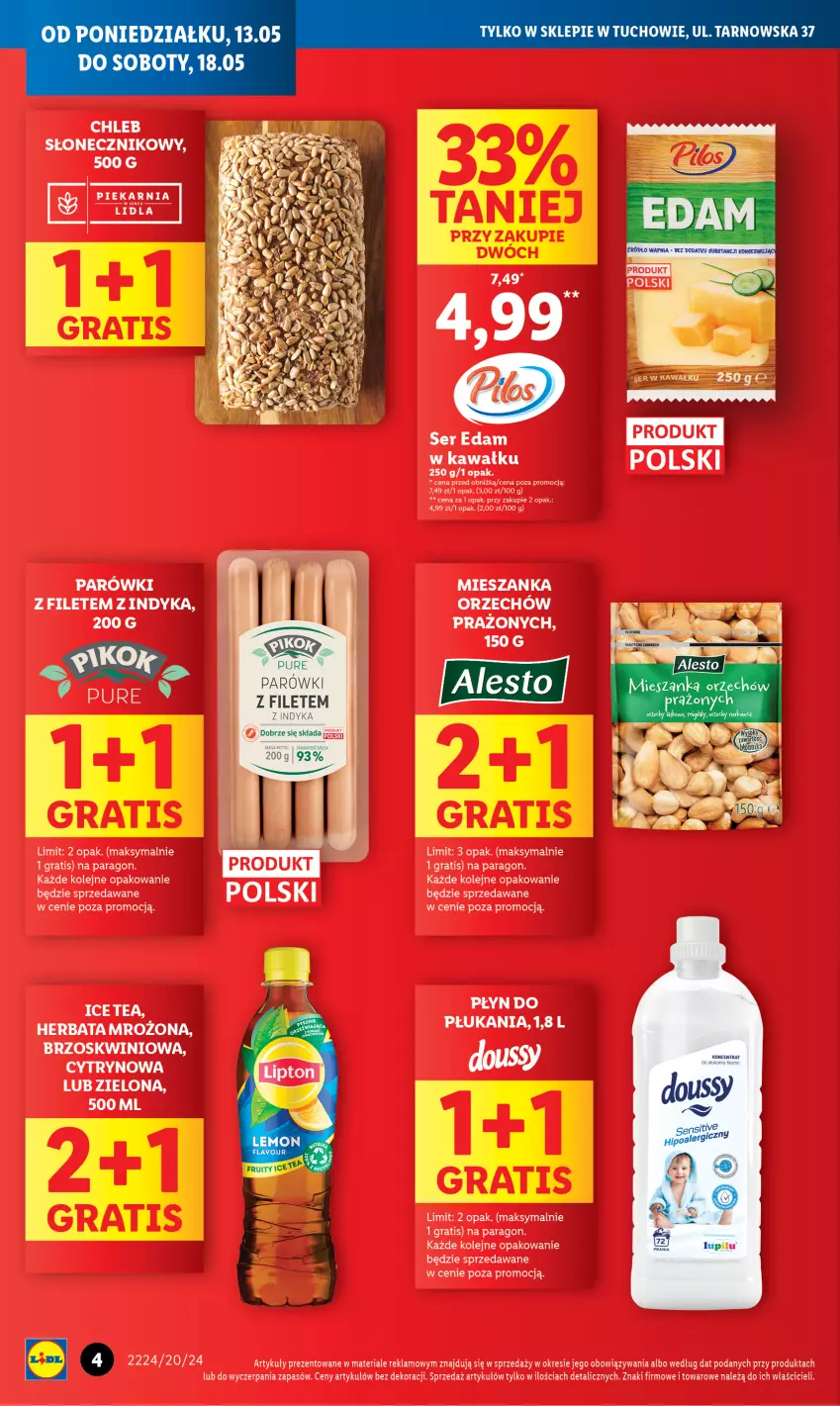 Gazetka promocyjna Lidl - Nowy Lidl w Tuchowie już otwarty - ważna 13.05 do 18.05.2024 - strona 4 - produkty: Chleb, Gra, Herbata, Kawa, LG, Olej, Parówki