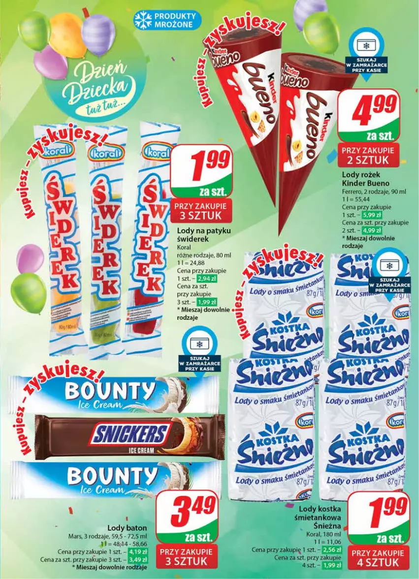 Gazetka promocyjna Dino - Gazetka 21 / 2024 - ważna 22.05 do 28.05.2024 - strona 15 - produkty: Baton, Ferrero, Kinder, Kinder Bueno, Lody, Mars