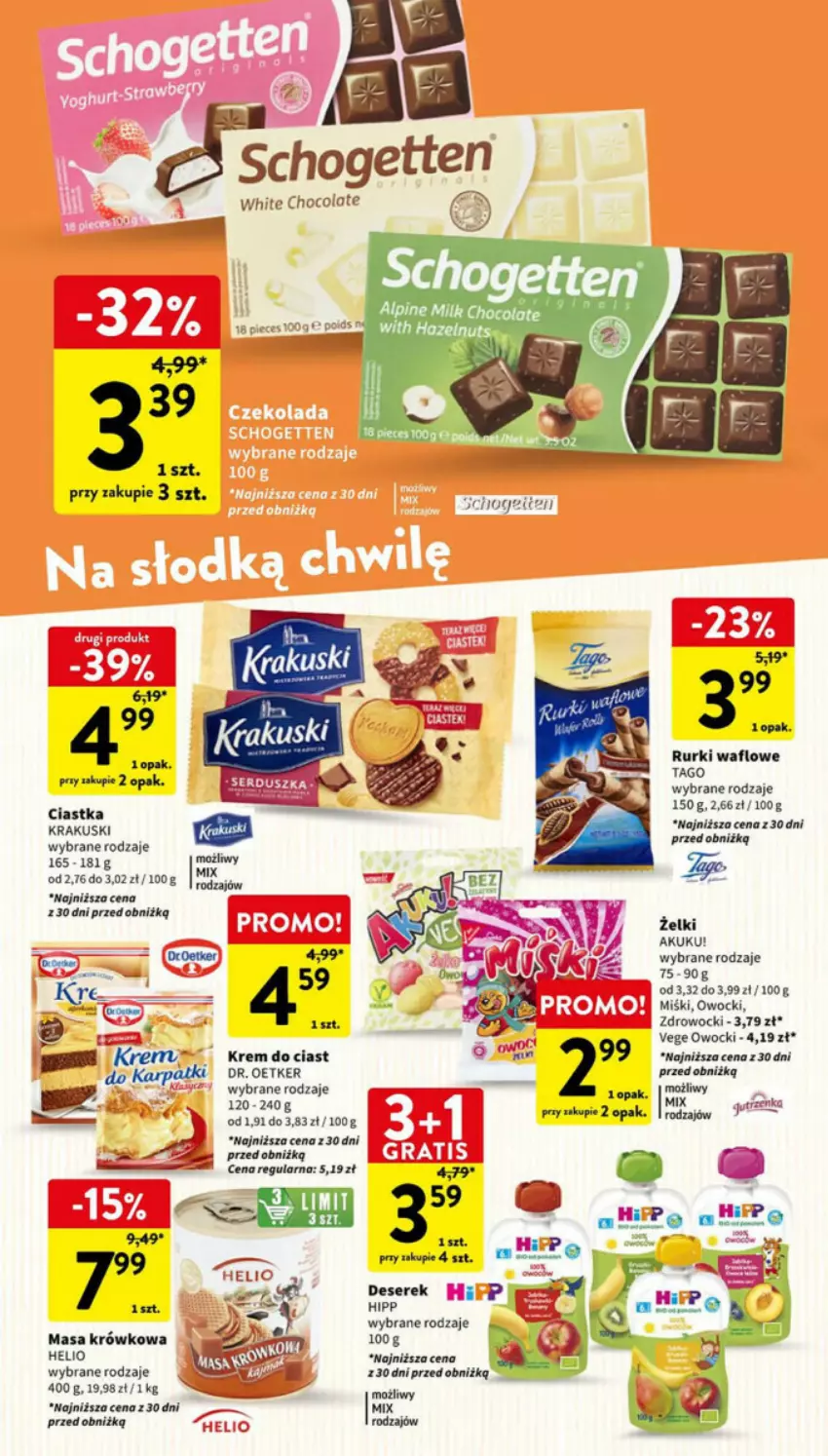 Gazetka promocyjna Intermarche - ważna 08.01 do 10.01.2024 - strona 18 - produkty: Deser, Dr. Oetker, Helio, HiPP, Jutrzenka, Masa krówkowa, Piec, Rurki, Ser, Serek, Tago