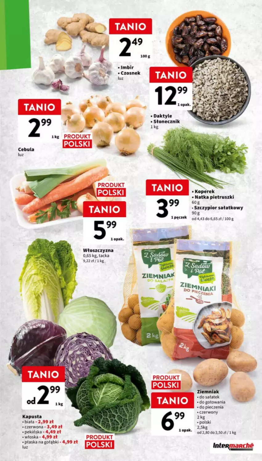 Gazetka promocyjna Intermarche - ważna 08.01 do 10.01.2024 - strona 2 - produkty: Cebula, Czosnek, Daktyle, Imbir, Natka pietruszki, Piec, Sałat