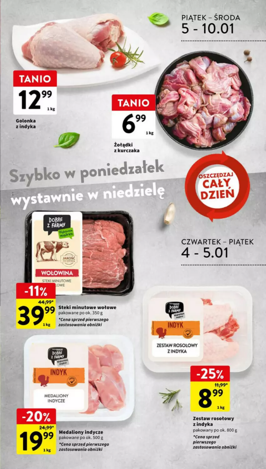 Gazetka promocyjna Intermarche - ważna 08.01 do 10.01.2024 - strona 6 - produkty: Golonka z indyka, Kurczak, Lion, Medaliony indycze, Stek