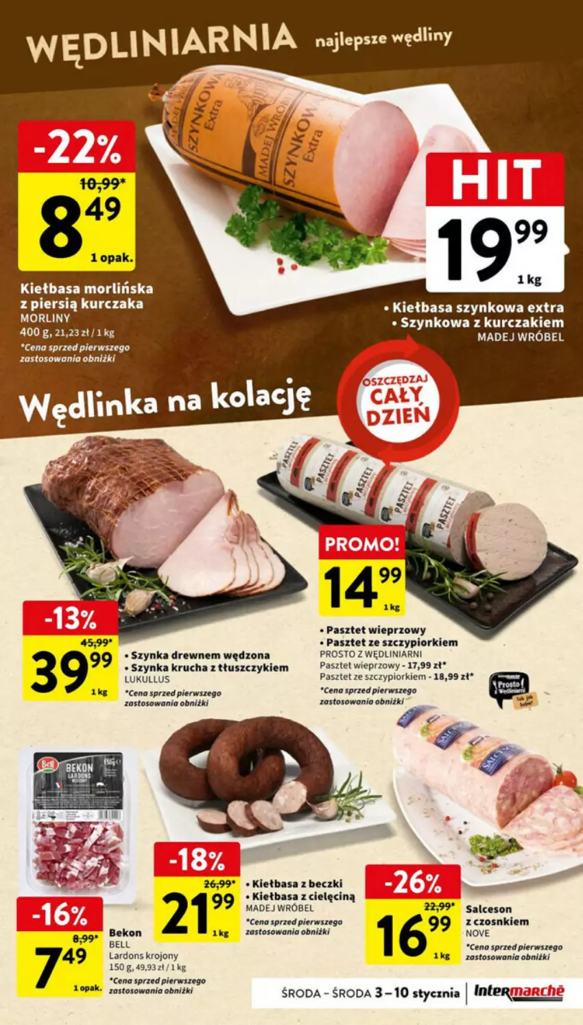 Gazetka promocyjna Intermarche - ważna 08.01 do 10.01.2024 - strona 8 - produkty: Beko, Bell, Kiełbasa, Kiełbasa szynkowa, Kurczak, Madej Wróbel, Morliny, Pasztet, Salceson, Szynka, Tusz