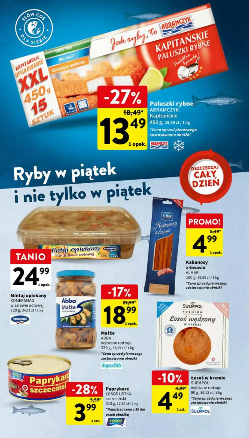 Gazetka promocyjna Intermarche - ważna 08.01 do 10.01.2024 - strona 9 - produkty: Ekrany, Kabanos, Małże, Mintaj, Paluszki rybne, Papryka, Paprykarz, Sos, Suempol