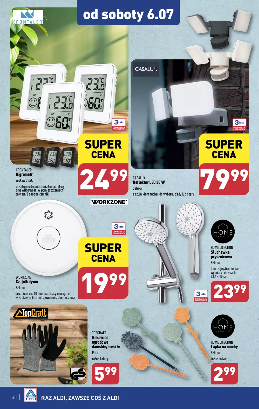 Gazetka promocyjna Aldi - Pełna oferta - ważna 01.07 do 06.07.2024 - strona 40 - produkty: Akumulator, LG, Reflektor, Reflektor LED, Rum, Słuchawka prysznicowa, Top