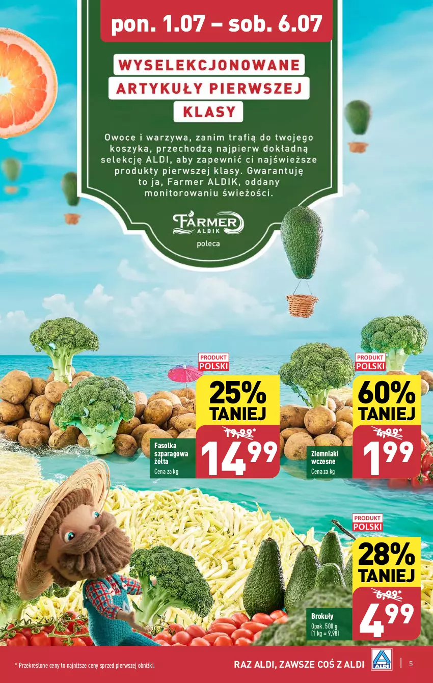 Gazetka promocyjna Aldi - Pełna oferta - ważna 01.07 do 06.07.2024 - strona 5 - produkty: Brokuły, Fa, Ziemniaki