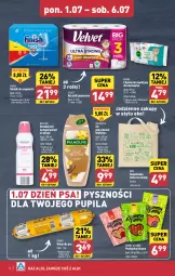 Gazetka promocyjna Aldi - Pełna oferta - Gazetka - ważna od 06.07 do 06.07.2024 - strona 14 - produkty: Palmolive, Papier, Finish, Torba na zakupy, Dezodorant, Tablet, Velvet, Ręcznik, Torba, Rolki, Chusteczki, Baton, Zmywarki, Ręczniki papierowe, Baton dla psa, Antyperspirant, Tabletki do zmywarki