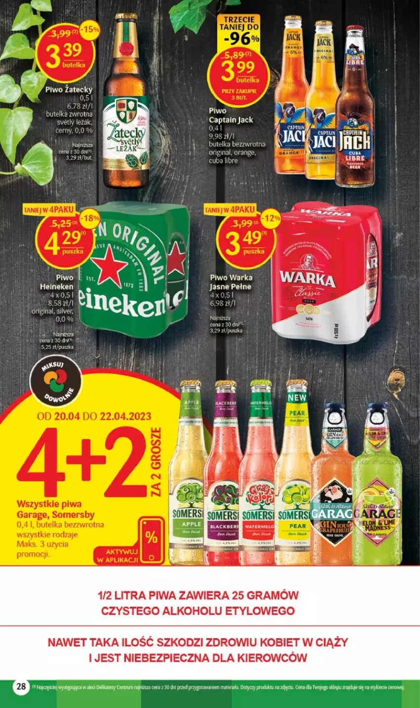 Gazetka promocyjna Delikatesy Centrum - Gazetka DC15 - ważna 20.04 do 26.04.2023 - strona 28 - produkty: Gra, Heineken, Lack, Piec, Piwa, Piwo, Rum, Tera, Warka