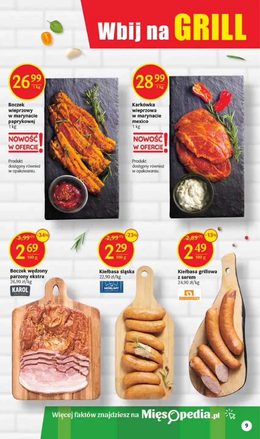 Gazetka promocyjna Delikatesy Centrum - Gazetka DC15 - ważna 20.04 do 26.04.2023 - strona 9 - produkty: Boczek, Fa, Grill, Kiełbasa, Kiełbasa śląska, Ser