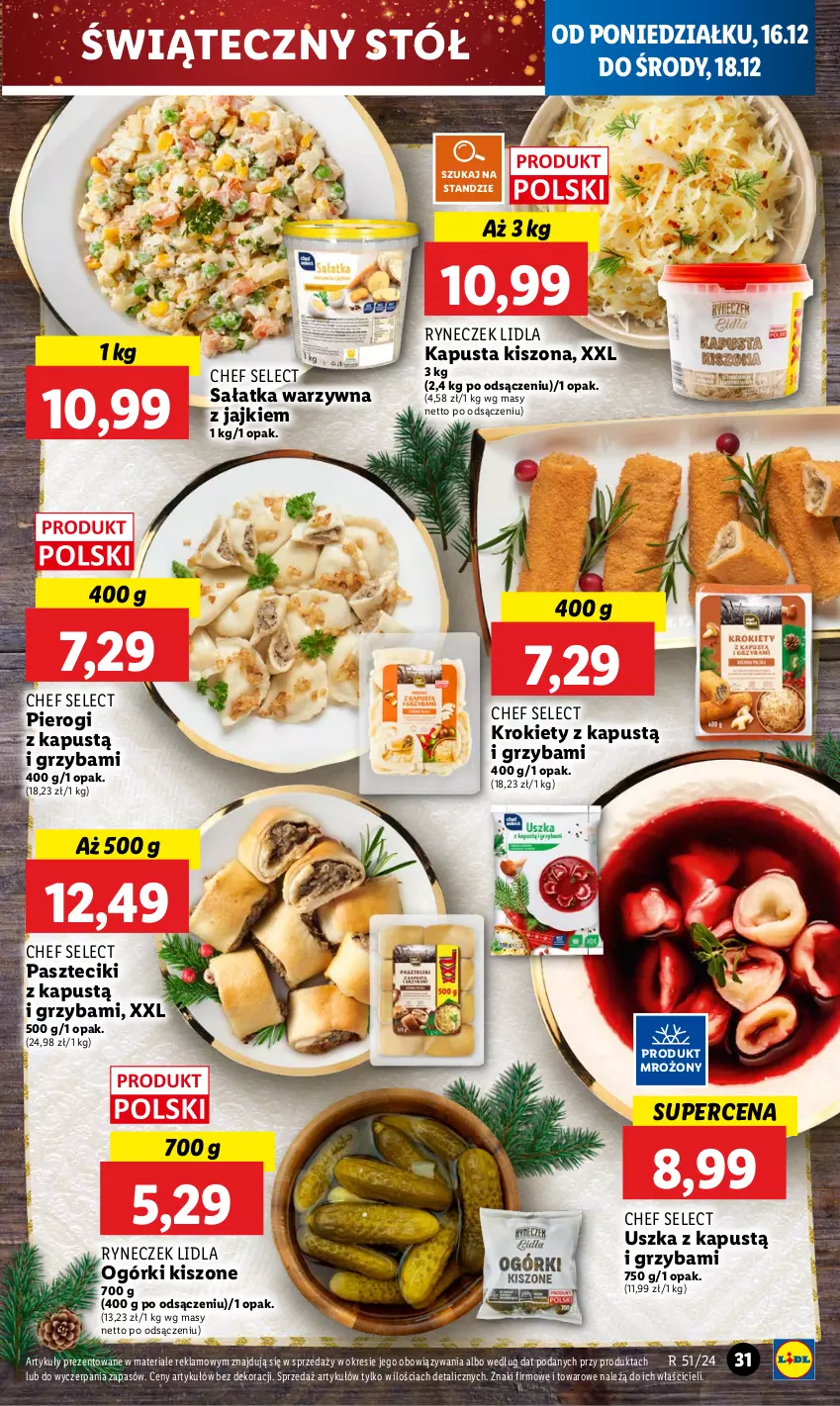 Gazetka promocyjna Lidl - GAZETKA - ważna 16.12 do 18.12.2024 - strona 35 - produkty: Kapustą, Krokiety, Pierogi, Sałat, Sałatka, Sałatka warzywna, Stół