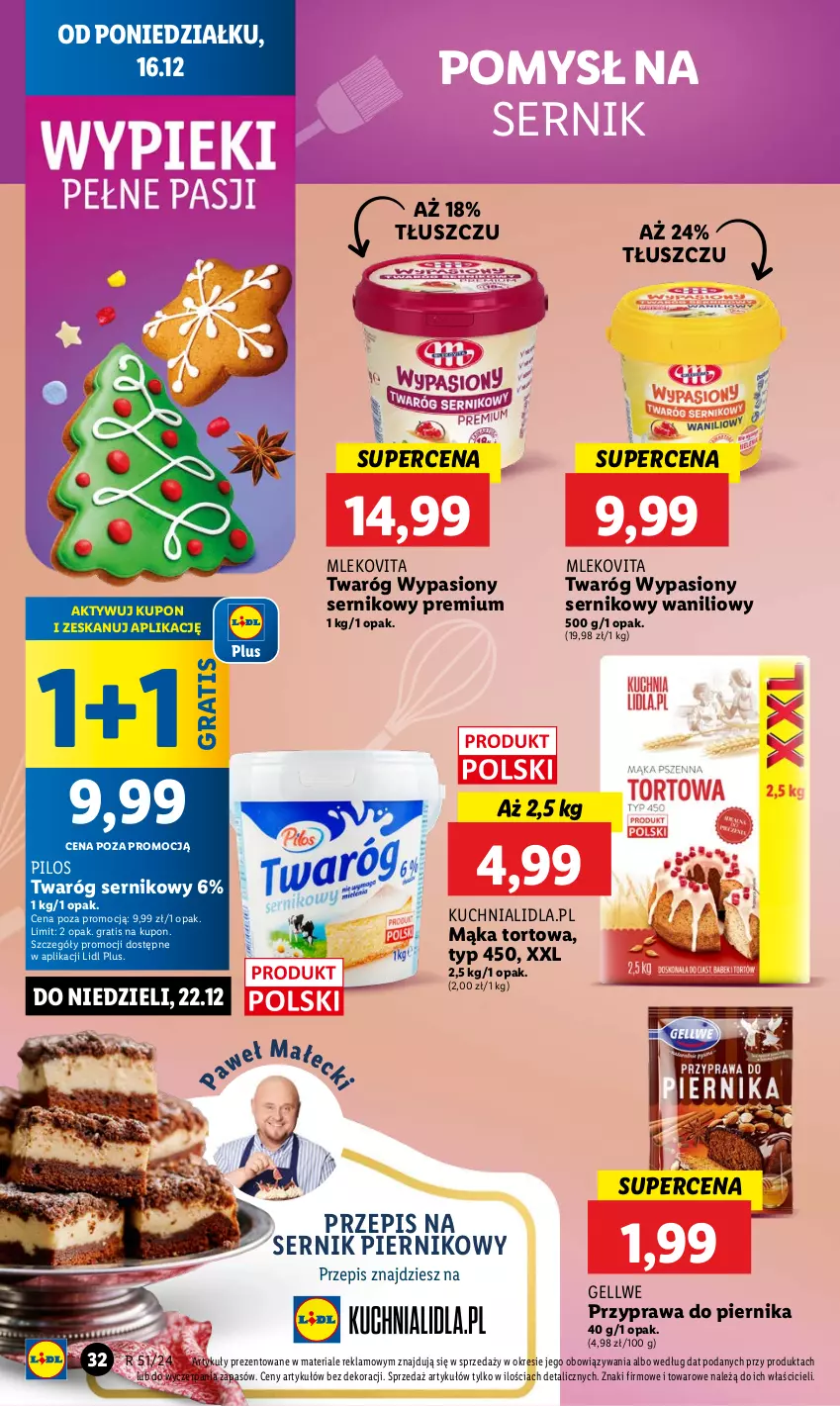 Gazetka promocyjna Lidl - GAZETKA - ważna 16.12 do 18.12.2024 - strona 36 - produkty: Gra, Kuchnia, Mąka, Mąka tortowa, Mleko, Mlekovita, Piernik, Pilos, Ser, Twaróg