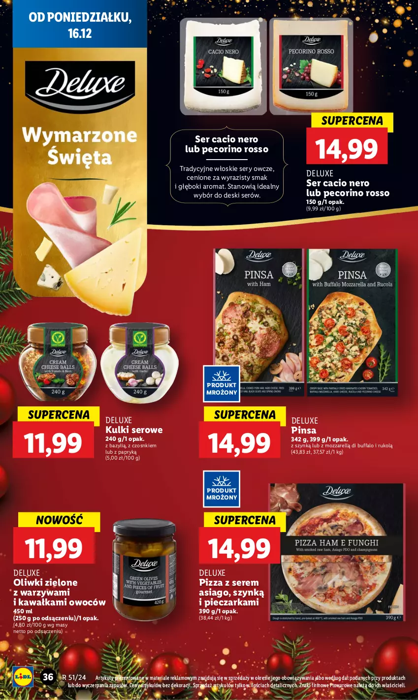 Gazetka promocyjna Lidl - GAZETKA - ważna 16.12 do 18.12.2024 - strona 42 - produkty: Bazyl, Fa, Kawa, Oliwki, Oliwki zielone, Pecorino, Piec, Pieczarka, Pizza, Ser, Warzywa