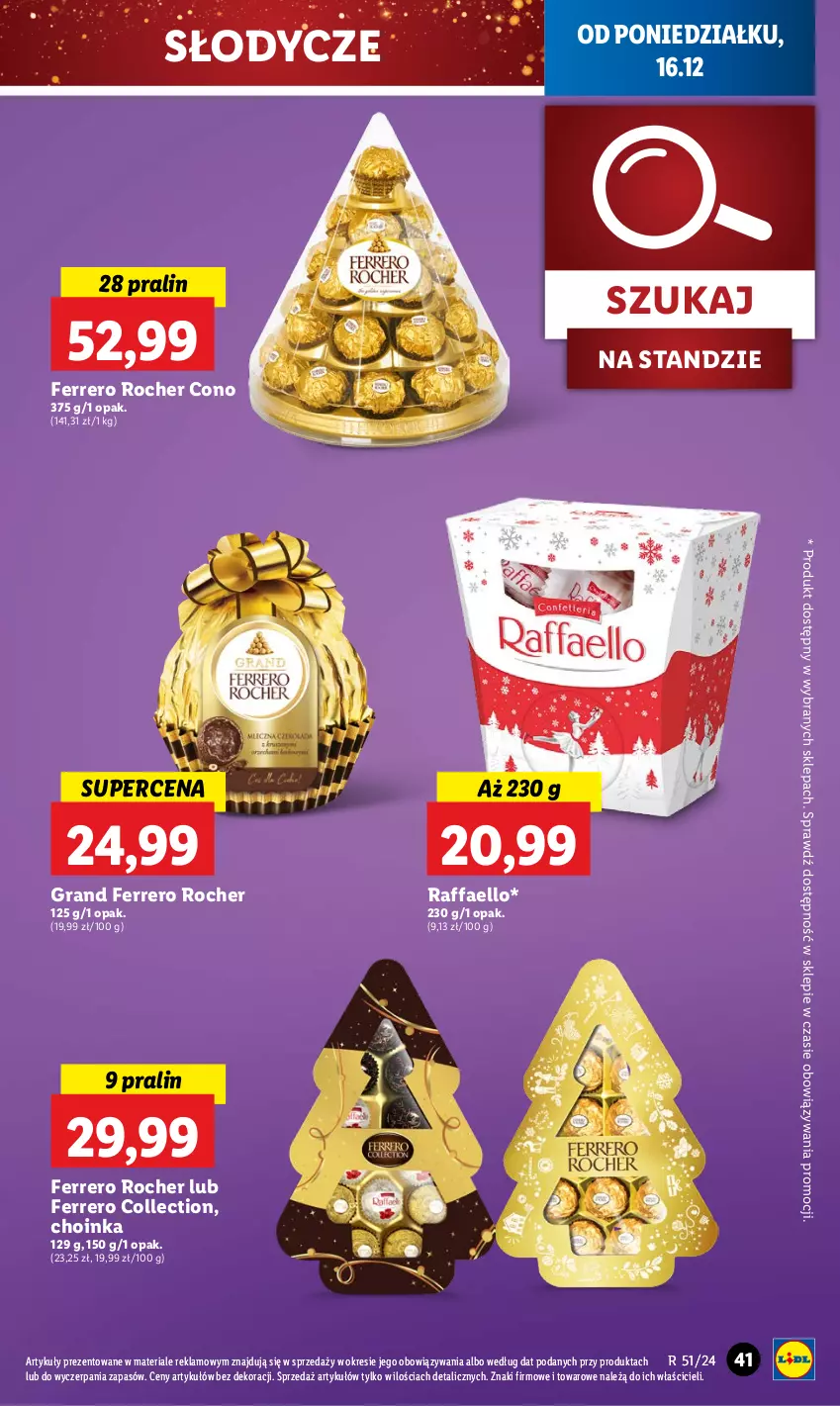 Gazetka promocyjna Lidl - GAZETKA - ważna 16.12 do 18.12.2024 - strona 47 - produkty: Choinka, Fa, Ferrero, Ferrero Rocher, Gra, Inka, Raffaello