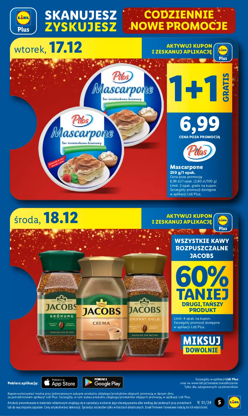 Gazetka promocyjna Lidl - GAZETKA - ważna 16.12 do 18.12.2024 - strona 5 - produkty: Gra, Jacobs, Mascarpone