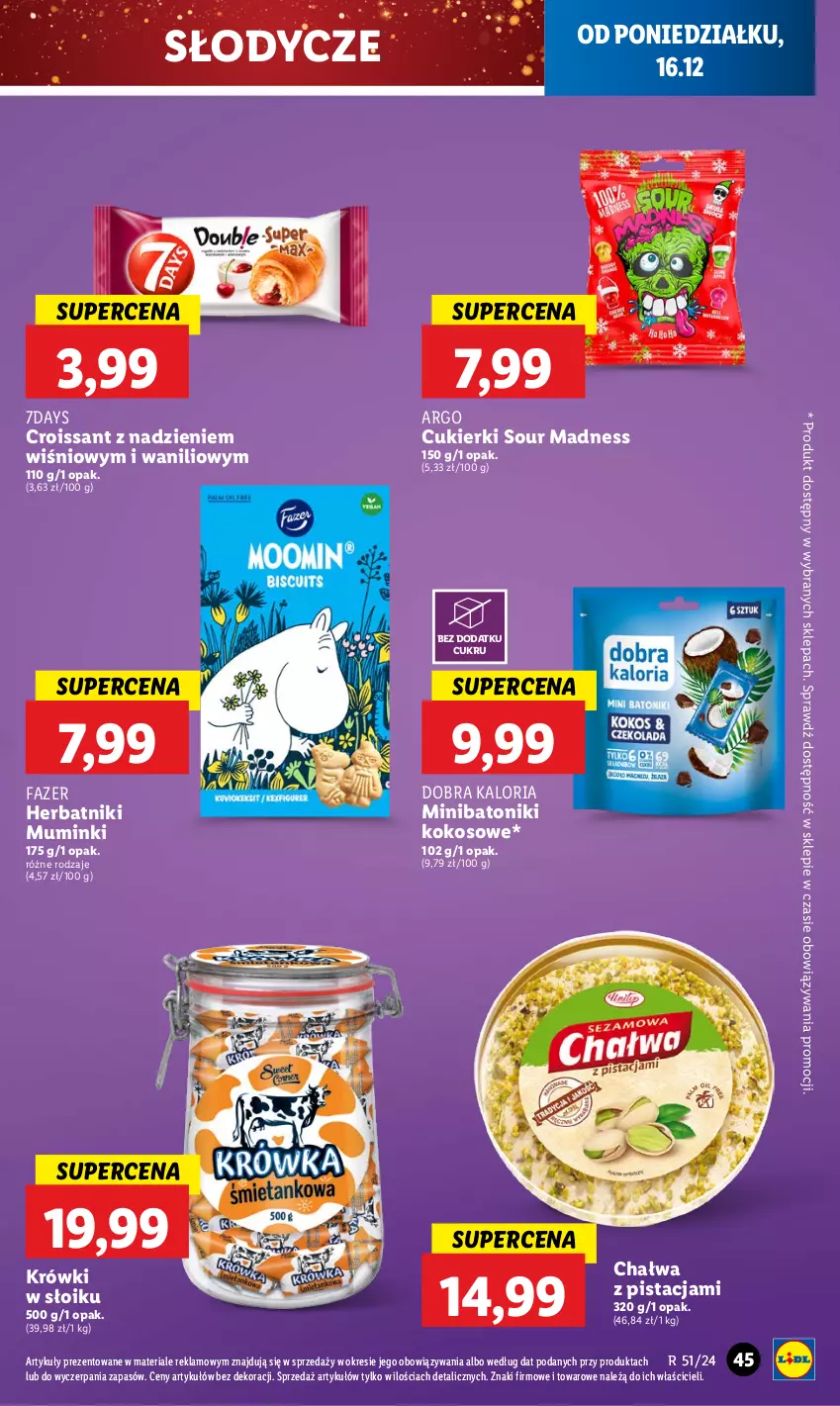 Gazetka promocyjna Lidl - GAZETKA - ważna 16.12 do 18.12.2024 - strona 51 - produkty: Baton, Chałwa, Croissant, Cukier, Cukierki, Fa, Herbatniki, Kokos, Tonik