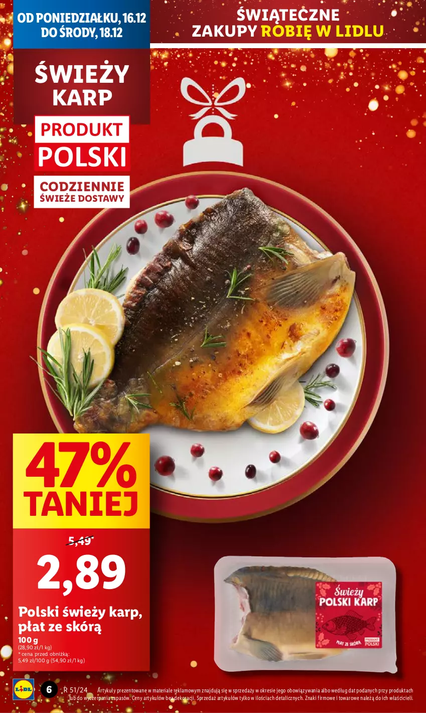 Gazetka promocyjna Lidl - GAZETKA - ważna 16.12 do 18.12.2024 - strona 6 - produkty: Karp