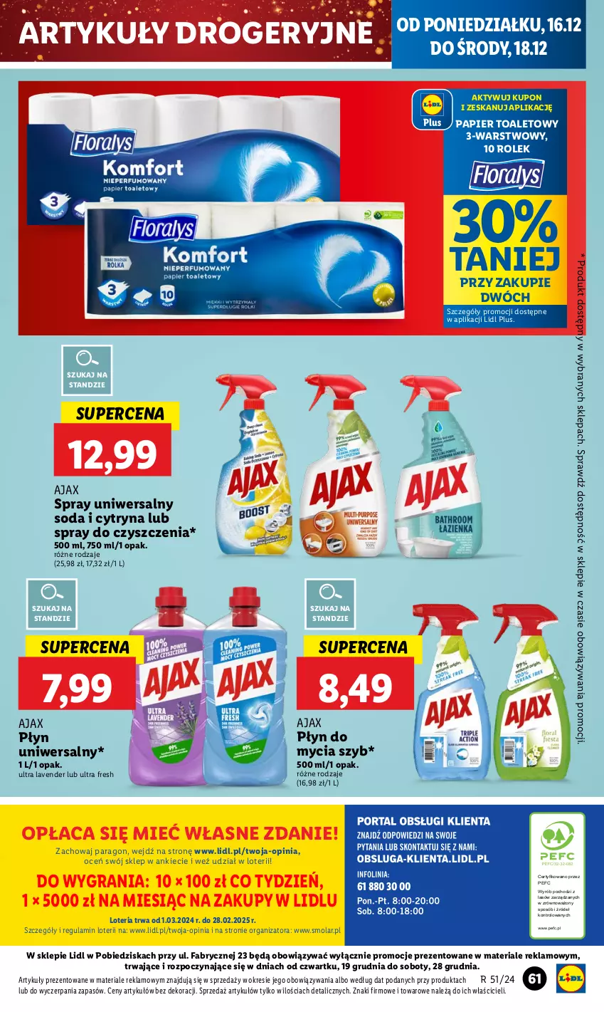 Gazetka promocyjna Lidl - GAZETKA - ważna 16.12 do 18.12.2024 - strona 71 - produkty: Ajax, Fa, Gra, Mola, Papier, Papier toaletowy, Płyn do mycia, Spray do czyszczenia