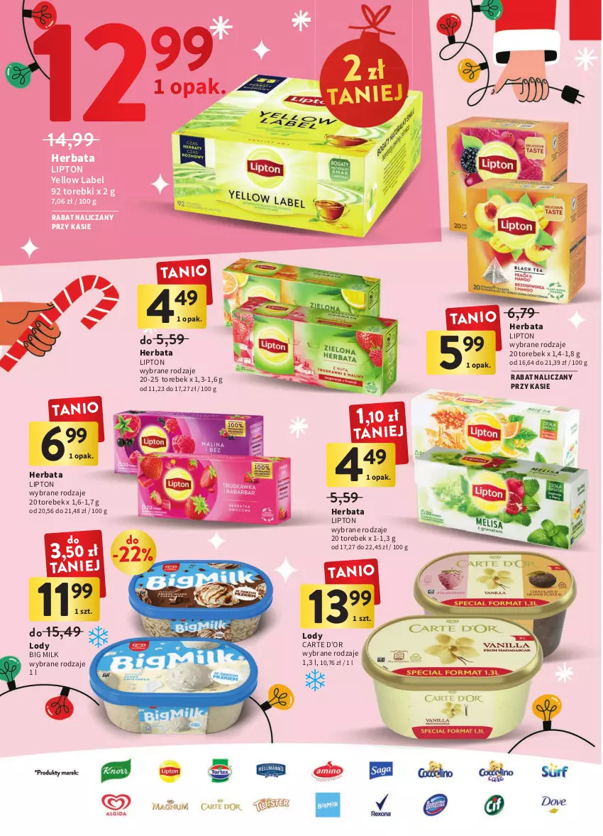 Gazetka promocyjna Intermarche - Gazetka Intermarche - ważna 08.12 do 14.12.2022 - strona 18 - produkty: Big Milk, Herbata, Lipton, Lody