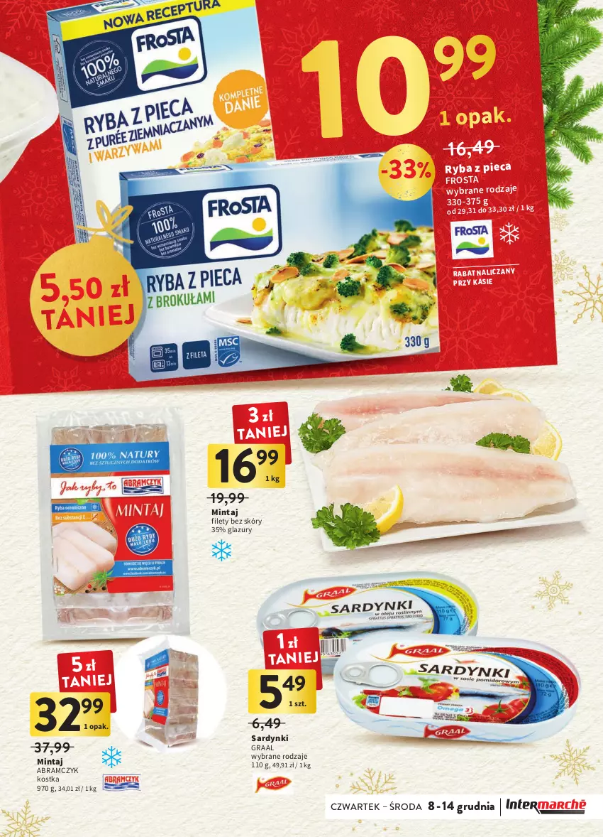 Gazetka promocyjna Intermarche - Gazetka Intermarche - ważna 08.12 do 14.12.2022 - strona 31 - produkty: Frosta, Gra, Graal, Lazur, Mintaj, Piec, Ryba, Sardynki