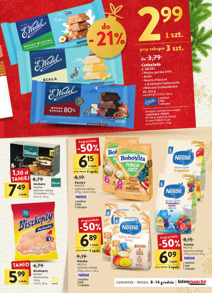 Gazetka promocyjna Intermarche - Gazetka Intermarche - ważna 08.12 do 14.12.2022 - strona 35 - produkty: Biszkopty, Czekolada, Dilmah, E. Wedel, Herbata, Nestlé