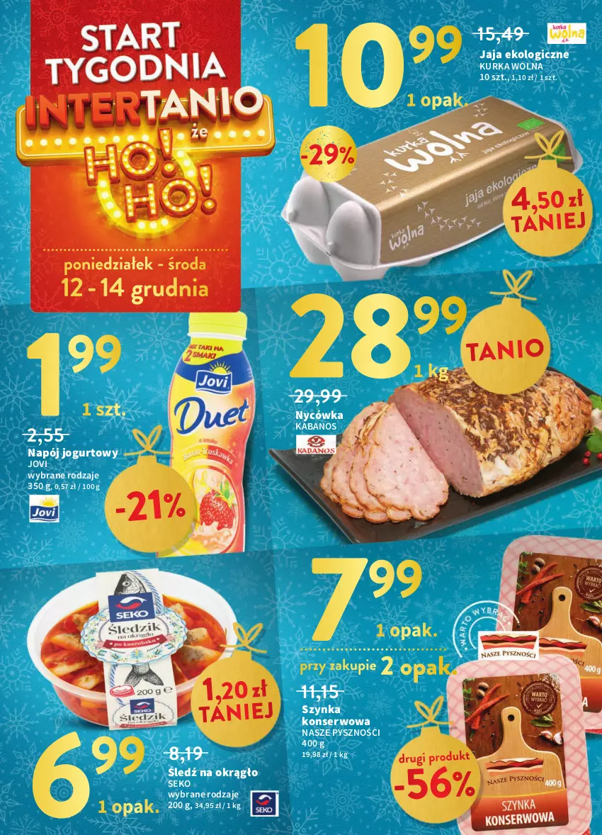 Gazetka promocyjna Intermarche - Gazetka Intermarche - ważna 08.12 do 14.12.2022 - strona 38 - produkty: Jaja, Jogurt, Kabanos, Napój, Napój jogurtowy, SEKO, Ser, Szynka, Szynka konserwowa