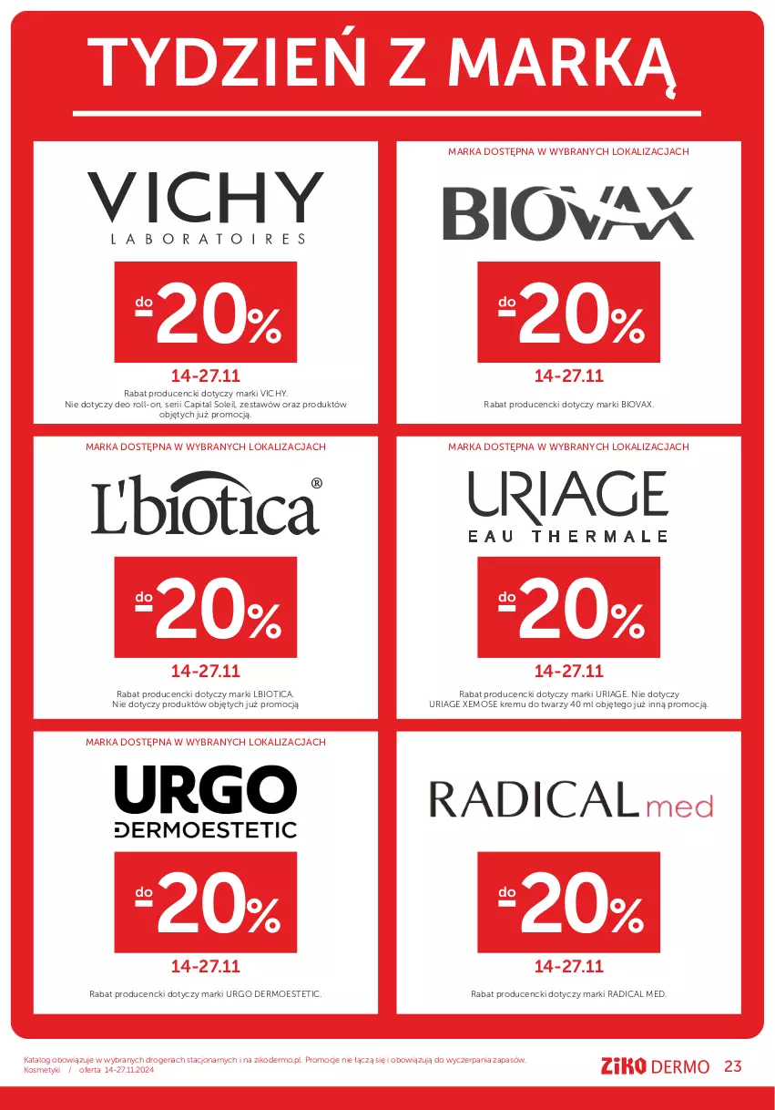 Gazetka promocyjna Ziko - Gazetka Ziko Dermo - ważna 14.11 do 27.11.2024 - strona 23 - produkty: Biovax, Ser, Urgo, Vichy