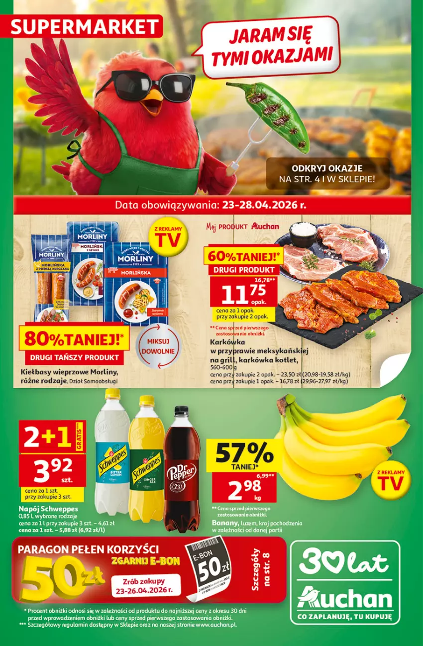 Gazetka promocyjna Auchan - Gazetka 30 Lat Supermarket Auchan - ważna 23.04 do 28.04.2026 - strona 1 - produkty: Kotlet, Morliny