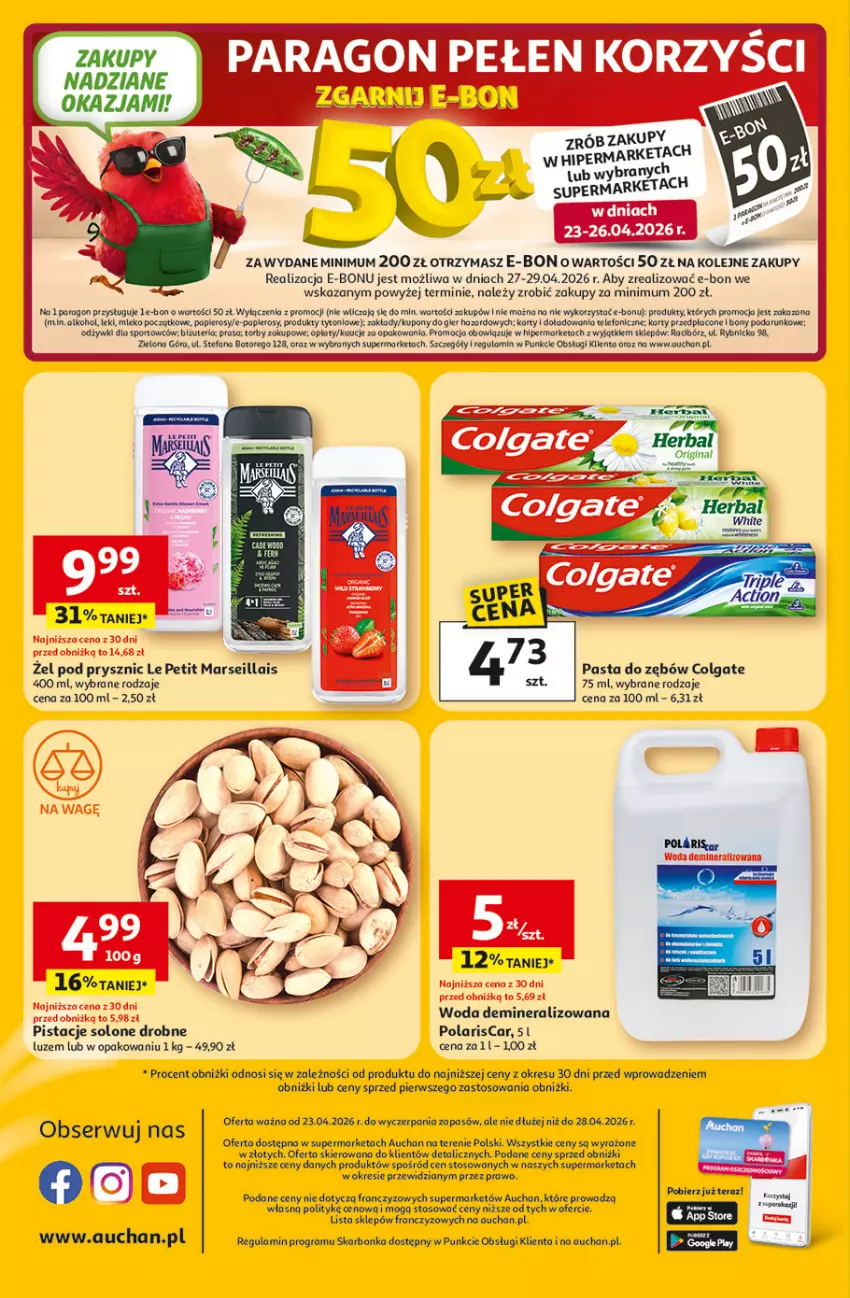 Gazetka promocyjna Auchan - Gazetka 30 Lat Supermarket Auchan - ważna 23.04 do 28.04.2026 - strona 8 - produkty: Colgate, Gin, Gra, LG, Mars, Mleko, Olej, Papier, Pasta do zębów, Pistacje, Por, Ser, Sport, Telefon, Woda