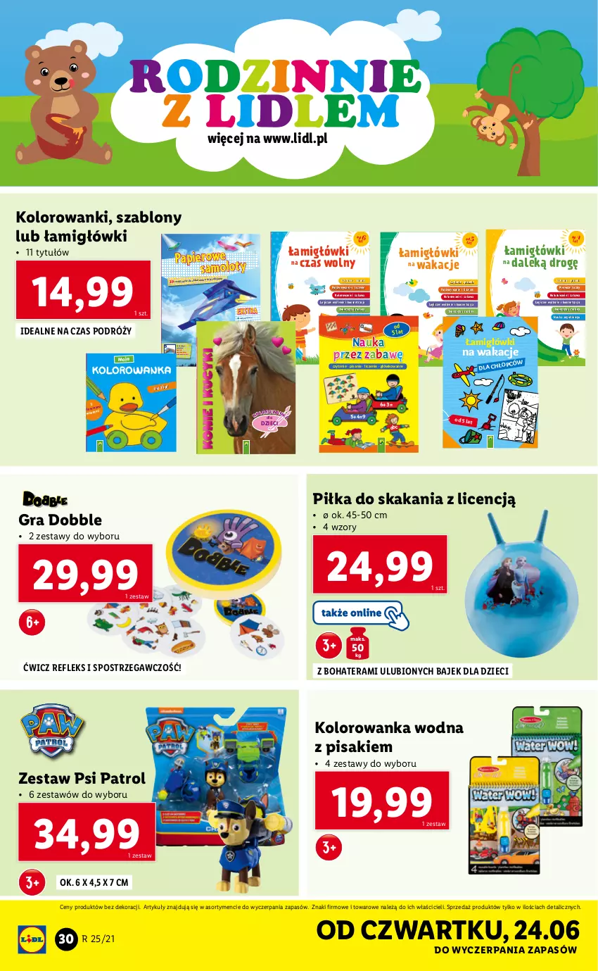 Gazetka promocyjna Lidl - GAZETKA - ważna 21.06 do 26.06.2021 - strona 30 - produkty: Amol, Dron, Dzieci, Fa, Fanta, Felix, Gra, Gwiazda, Inka, Kinder, Klocki, Kolorowanka, Kredka, Książka, LG, Lovi, Lustro, Mus, Obraz, Olej, Owoce, Papier, Piec, Plecak, Pokrywa, Por, Psi Patrol, Samolot, Ser, Stock, Tera, Zwierzęta