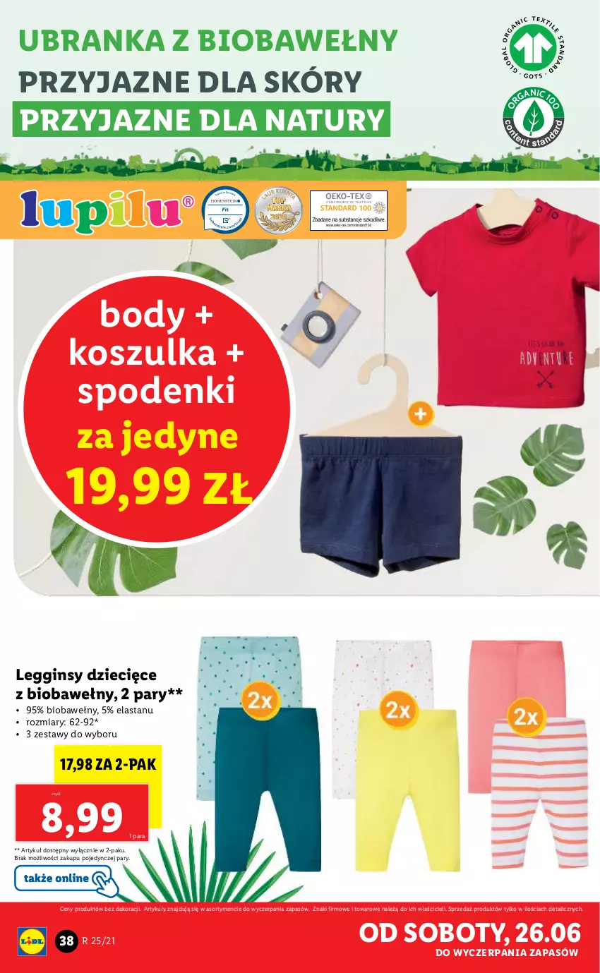 Gazetka promocyjna Lidl - GAZETKA - ważna 21.06 do 26.06.2021 - strona 38 - produkty: Body, Dzieci, Gin, Kosz, Koszulka, Legginsy