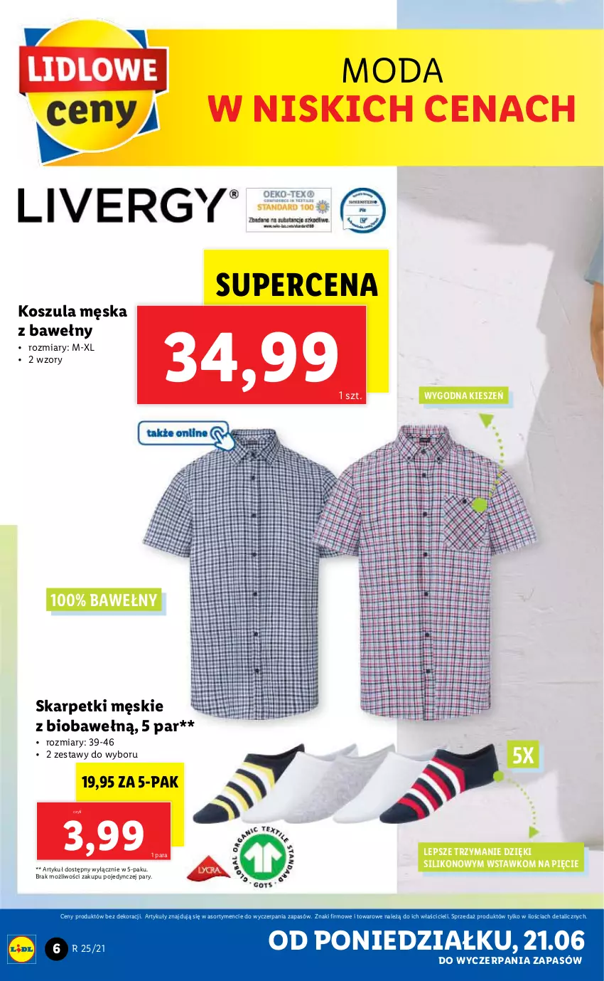 Gazetka promocyjna Lidl - GAZETKA - ważna 21.06 do 26.06.2021 - strona 6 - produkty: Karp, Kosz, Koszula, Moda, Skarpetki