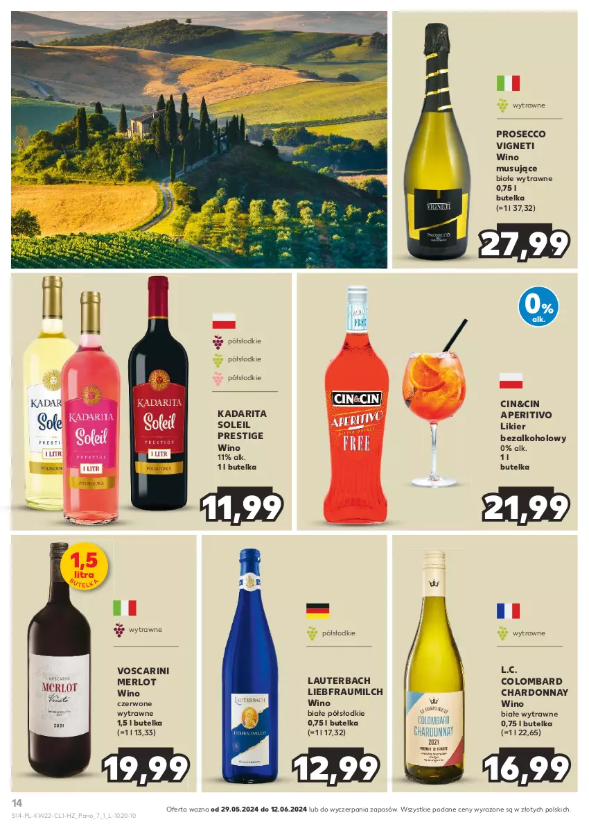 Gazetka promocyjna Kaufland - Barek Kauflandu - ważna 29.05 do 12.06.2024 - strona 14 - produkty: Chardonnay, Likier, Merlot, Mus, Prosecco, Wino, Wino białe, Wino czerwone, Wino musujące